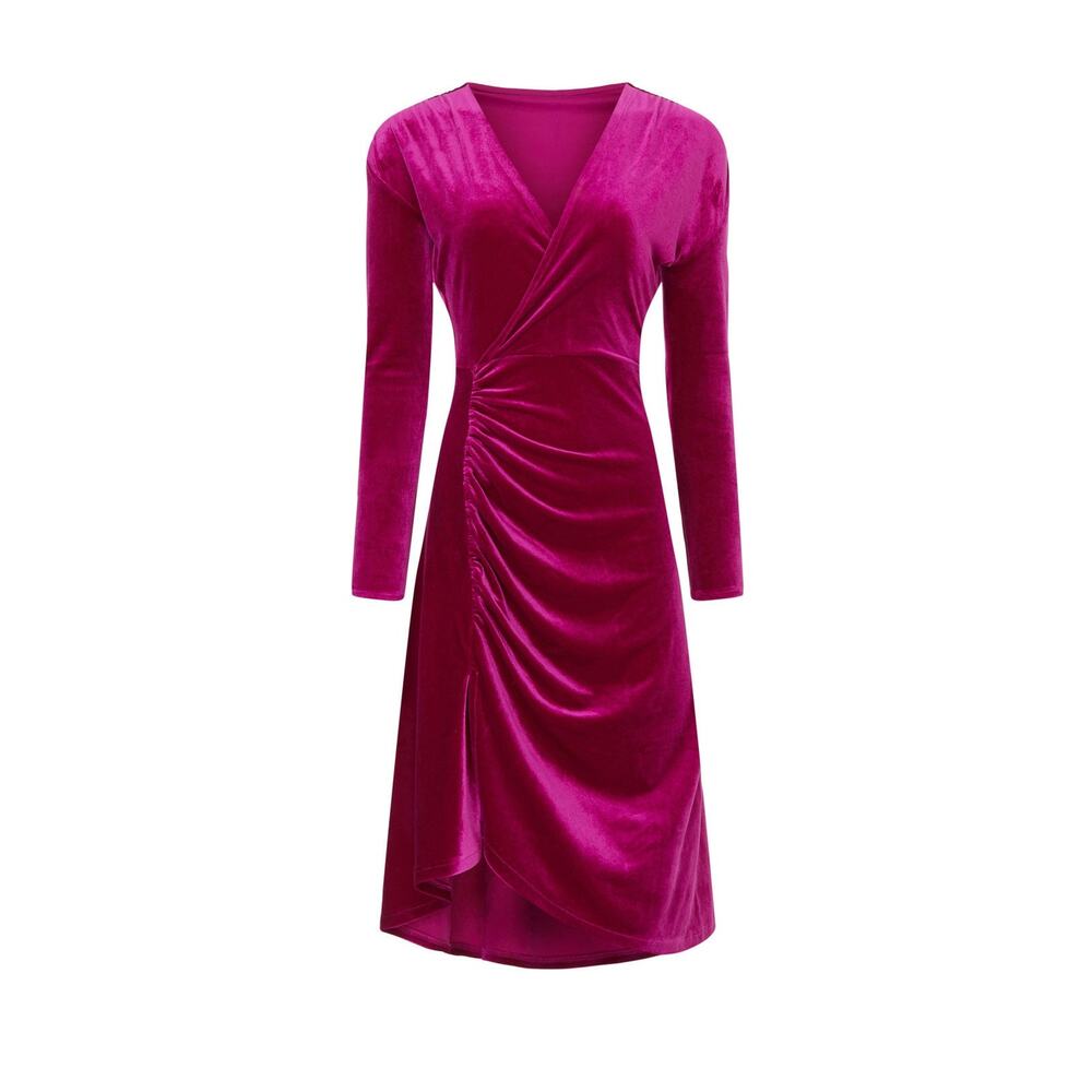 Atlein x RTR Pink Velvet Ruched Dress - Size Small - Picture 4 of 10